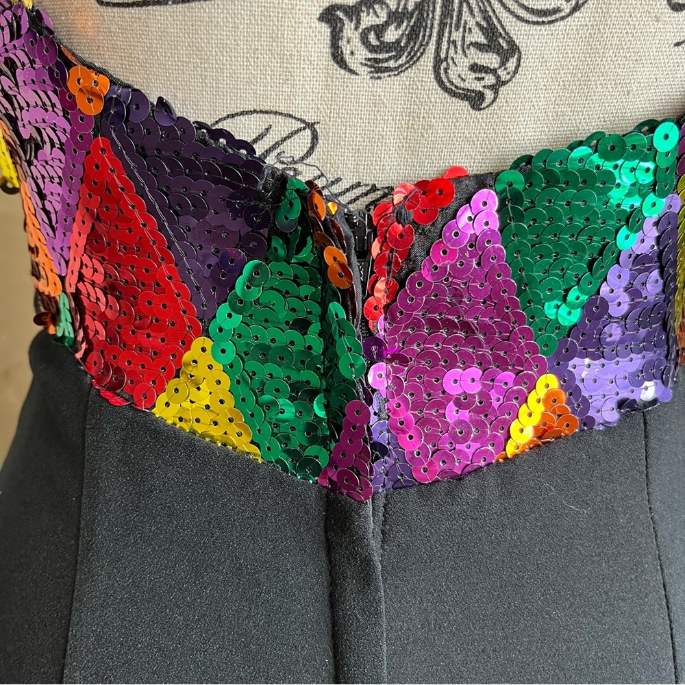 Sugarplum Vintage Rope Neck Sequin Bodice Mermaid Formal Gown Black Sz M - Picture 11 of 16